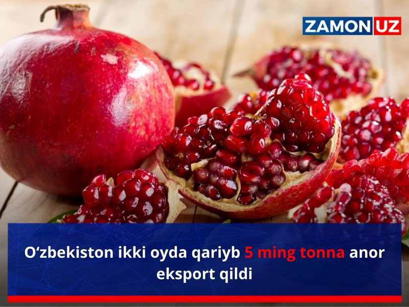 O‘zbekiston ikki oyda qariyb 5 ming tonna anor eksport qildi