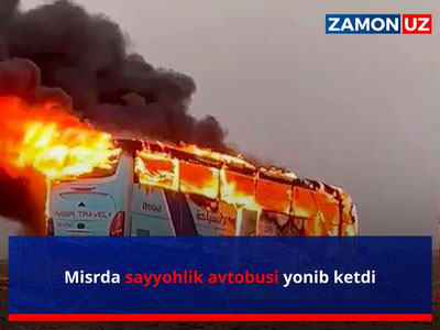 Misrda sayyohlik avtobusi yonib ketdi