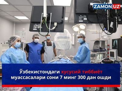 Ўзбекистондаги хусусий тиббиёт муассасалари сони 7 минг 300 дан ошди