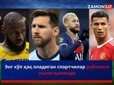 Энг кўп ҳақ оладиган спортчилар рейтинги эълон қилинди