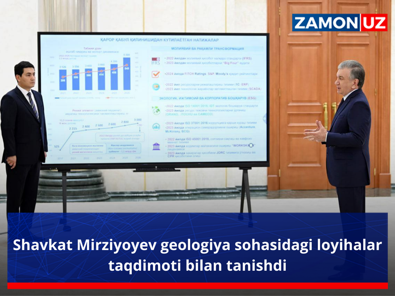 Shavkat Mirziyoyev geologiya sohasidagi loyihalar taqdimoti bilan tanishdi