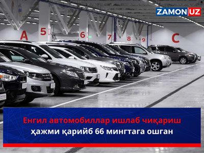 Енгил автомобиллар ишлаб чиқариш ҳажми қарийб 66 мингтага ошган