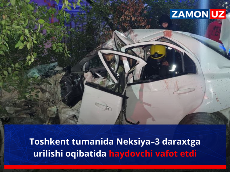 Toshkent tumanida Neksiya–3 daraxtga urilishi oqibatida haydovchi vafot etdi