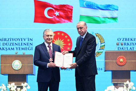 Shavkat Mirziyoyev Turkiyaning oliy davlat mukofoti bilan taqdirlandi