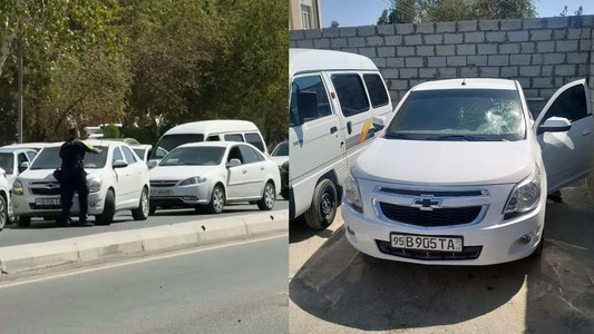 Urganchda YPX inspektori “Cobalt” avtomobilining oynasini sindirdi