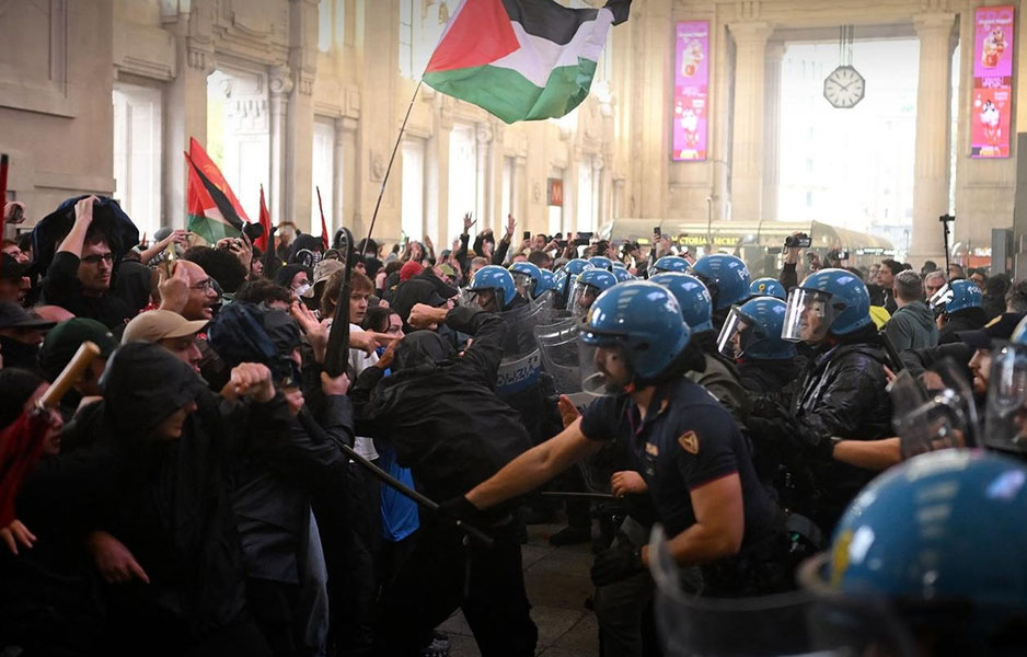 Италияда Фаластин тарафдорларининг норозилик намойишлари ўтказилди