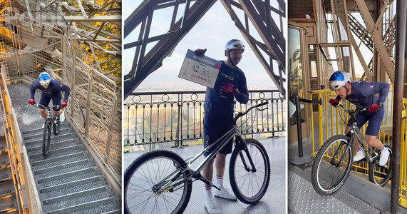 Fransiyada sportchi Eyfel minorasiga velosipedda chiqib, rekordni yangiladi